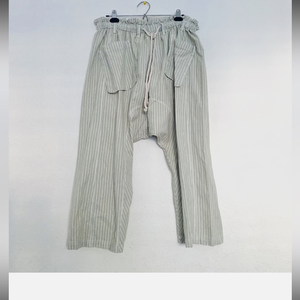 Free People Runyon Oversize Stripe Pant Harem Pale Blue Drawstring Size XS - Picture 5 of 10
